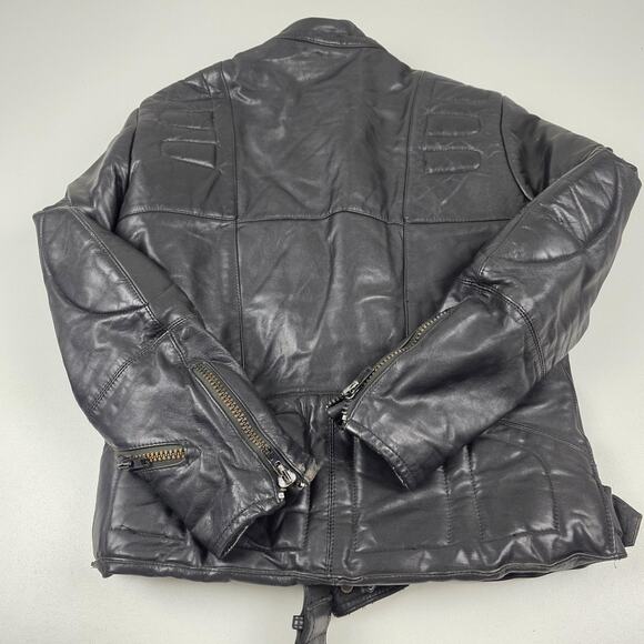 Drag Specialties Leather Motorcycle Jacket Mens 40 Black Biker Belted Zip Cuffs - Picture 12 of 13
